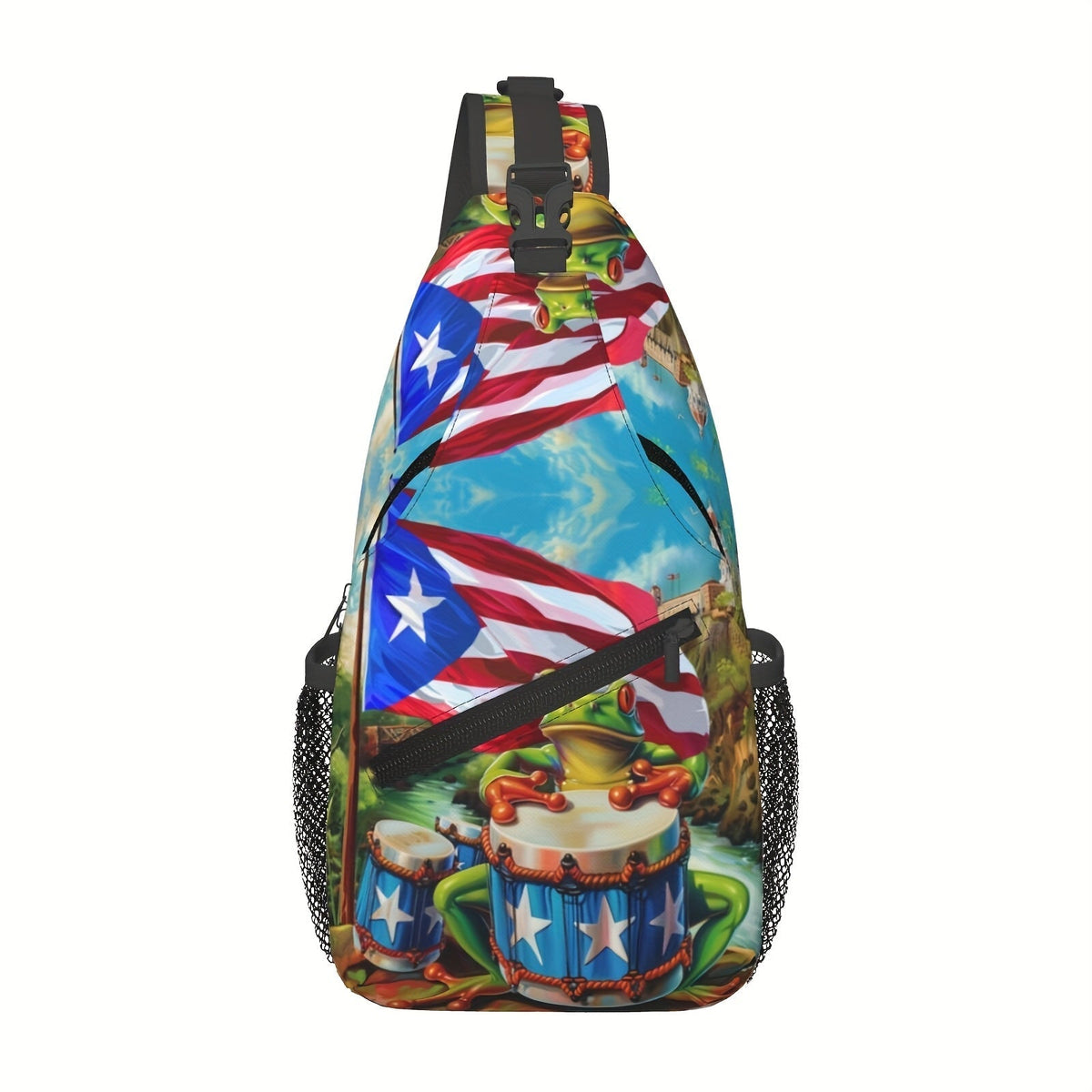 Sling Bag – Military Green Foldable Polyester Crossbody with Padded Back and Two Side Pockets