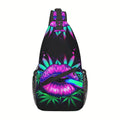 Sling Bag – Fuchsia Colored-Lips Polyester Crossbody with Padded Strap and Two Side Pockets