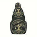 Sling Bag – Viking Tree of Life Polyester Crossbody with Foldable Body and Two Side Pockets