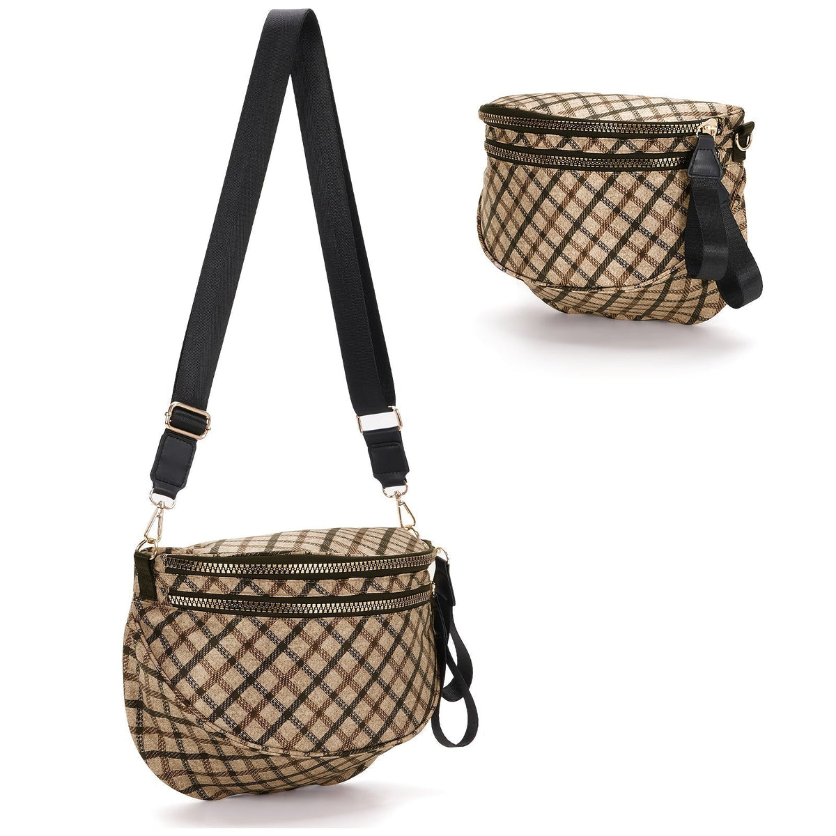 Crossbody Sling Bag PU Leather Waist Purse with Zipper Closure, Removable Strap & 19 Pattern Options