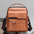 Sling Bag Men's Vertical Crossbody with Adjustable Strap, Front Zip Pockets & Khaki or Black Options