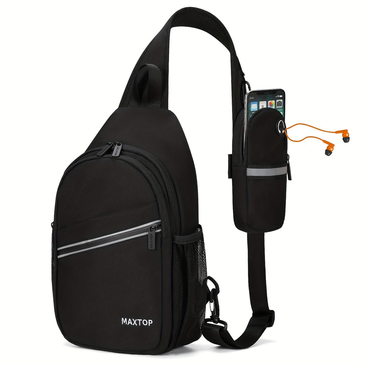 Sling Bag Polyester Crossbody Pack with Detachable 6.9-Inch Phone Pouch and Seven Colors with Model-Specific Color and Strap Options