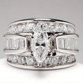 2-Piece Wide Band Ring Set with Marquise Center, Channel-Set Accents, Three Finishes and US Sizes 5–13