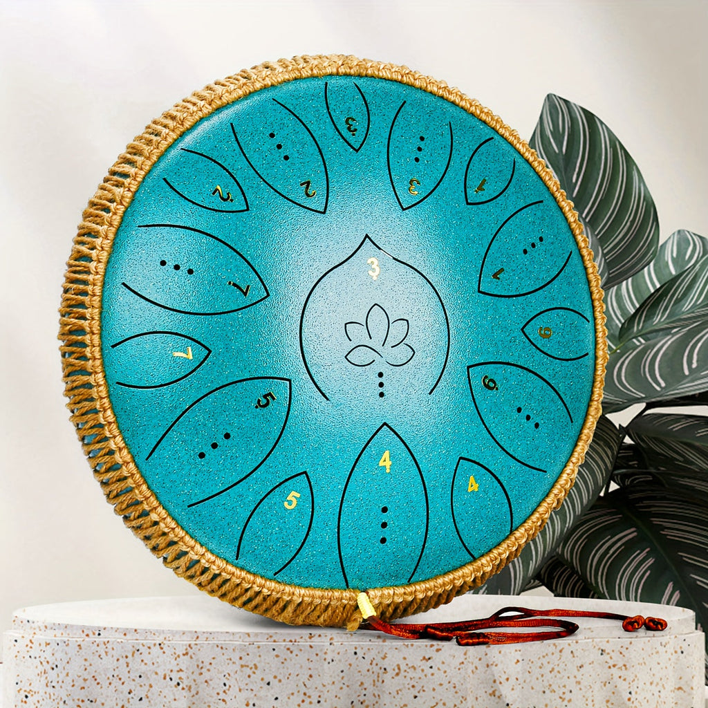 Steel Tongue Drum, 13-Inch 15-Note C Major Set with Mallets and Songbook