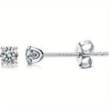 Moissanite Round Stud Earrings in 925 Sterling Silver with 0.1-Carat Stones and Platinum-Tone Finish