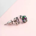 Stud Earrings Oval Color-Shifting Stone Pair with Four-Prong Settings and Three Color Options