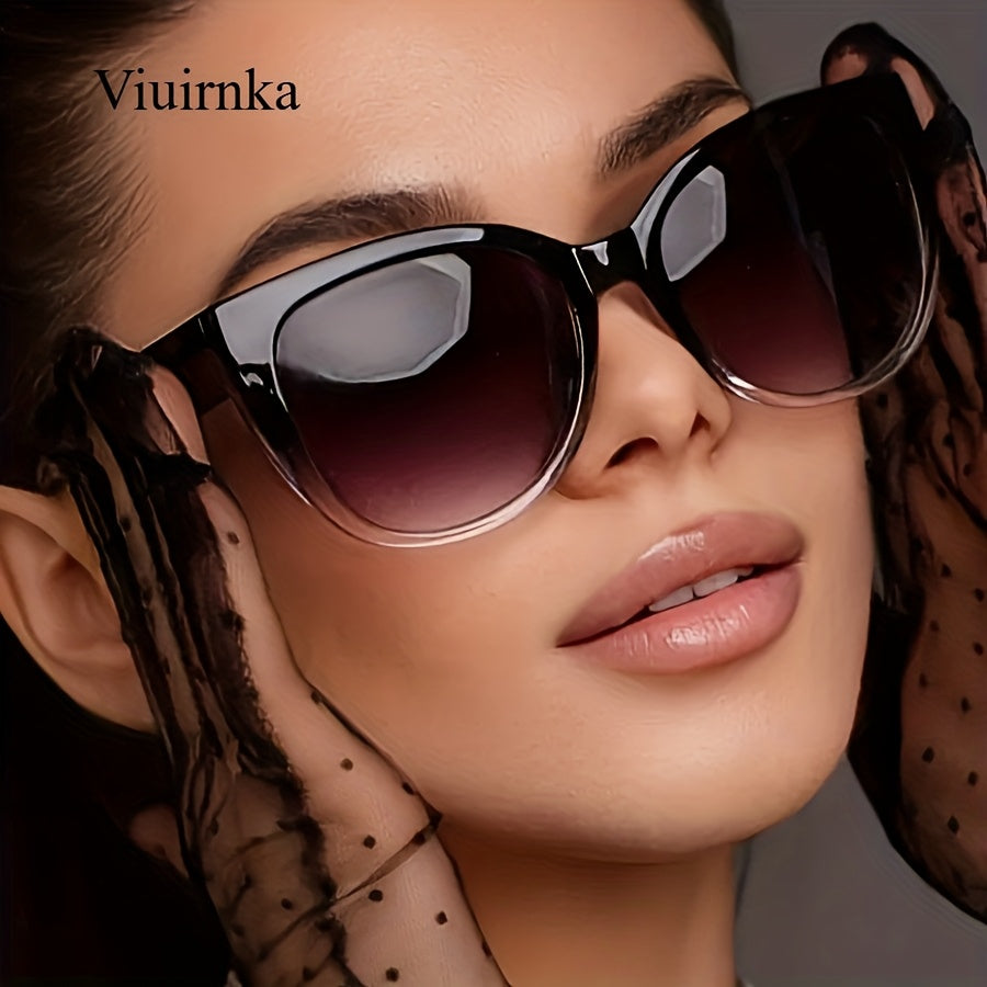 Oversized Cat-Eye Sunglasses for Women with Retro Gradient Black Lenses and Sculpted Unisex Frame