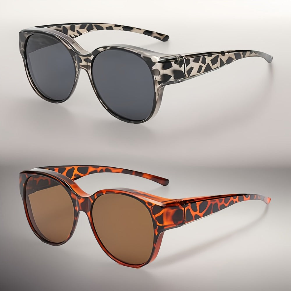 Sunglasses for Men - Clip On Glasses 2 Pack Retro Vintage Round Frames No Tools Needed - product detail view 4