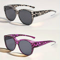 Two-Pair Leopard-Pattern Round Sunglasses Set with Gray, Purple, Tawny or Black Frame Combinations