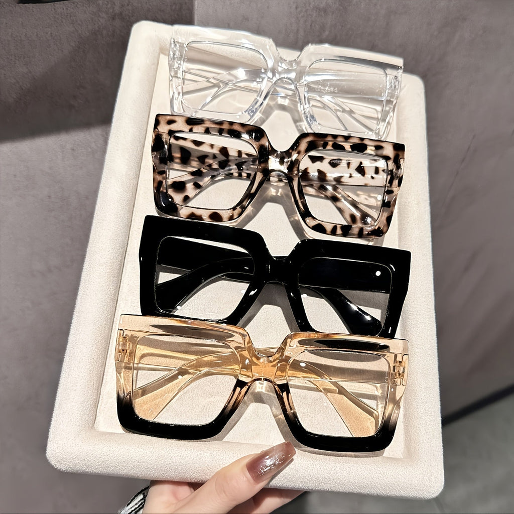 Sunglasses for Women – Fashion Glasses 4 Pack Square Frame Tortoiseshell Clear Rose Gold Champagne Lightweight