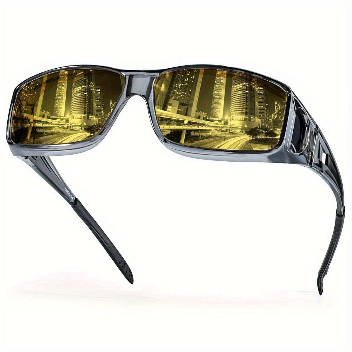 Sunglasses for Men – Fit Over Night Vision Glasses for Prescription Wearers – Anti-Glare Yellow Lens HD