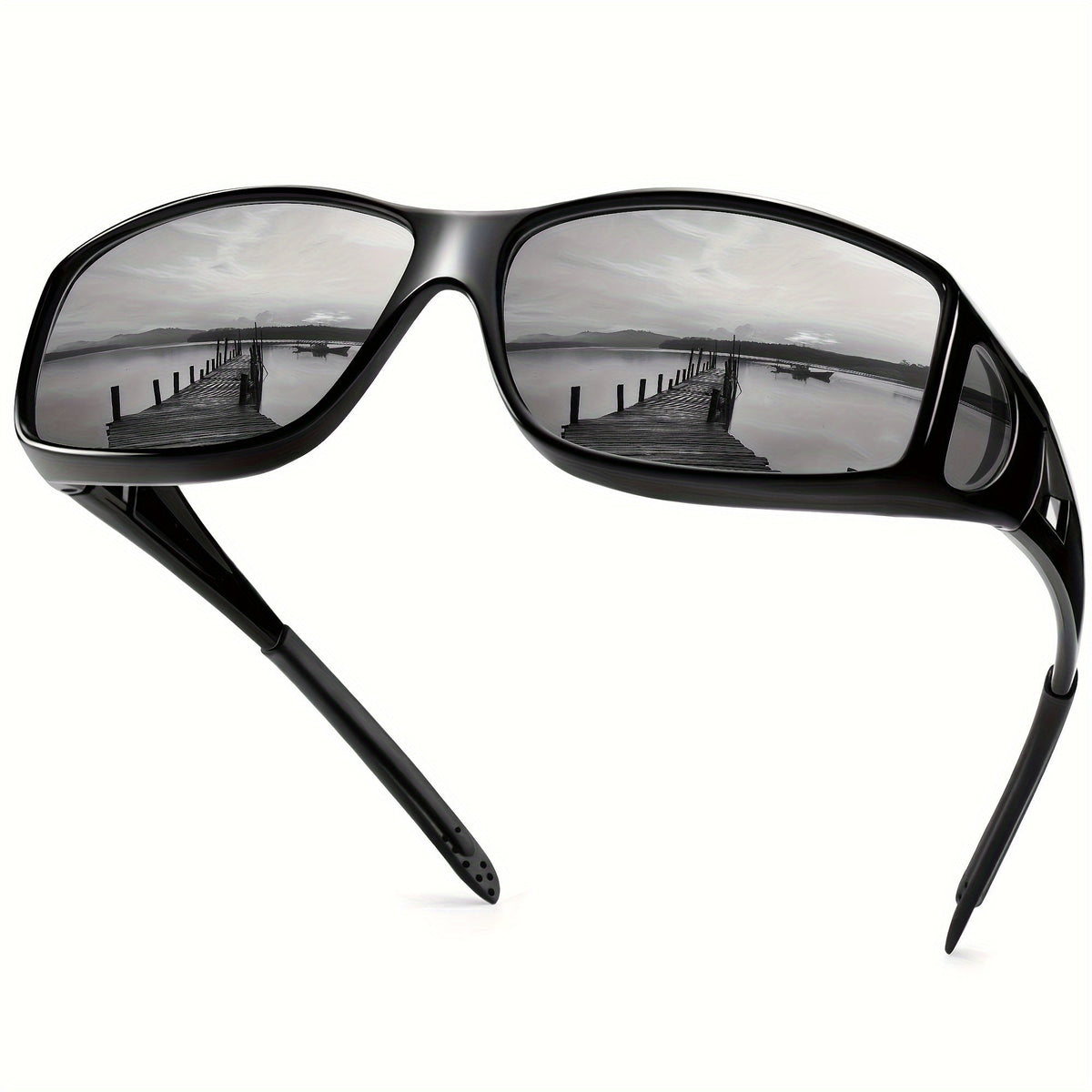 Sunglasses Fit-Over Sunglasses with Rectangular Frames for Prescription Glasses, 13 Lens Options & Travel Use