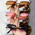Fashion Glasses Three-Pair Rimless Square Set with Gold-Tone Arms and Mixed Gradient Lens Colors