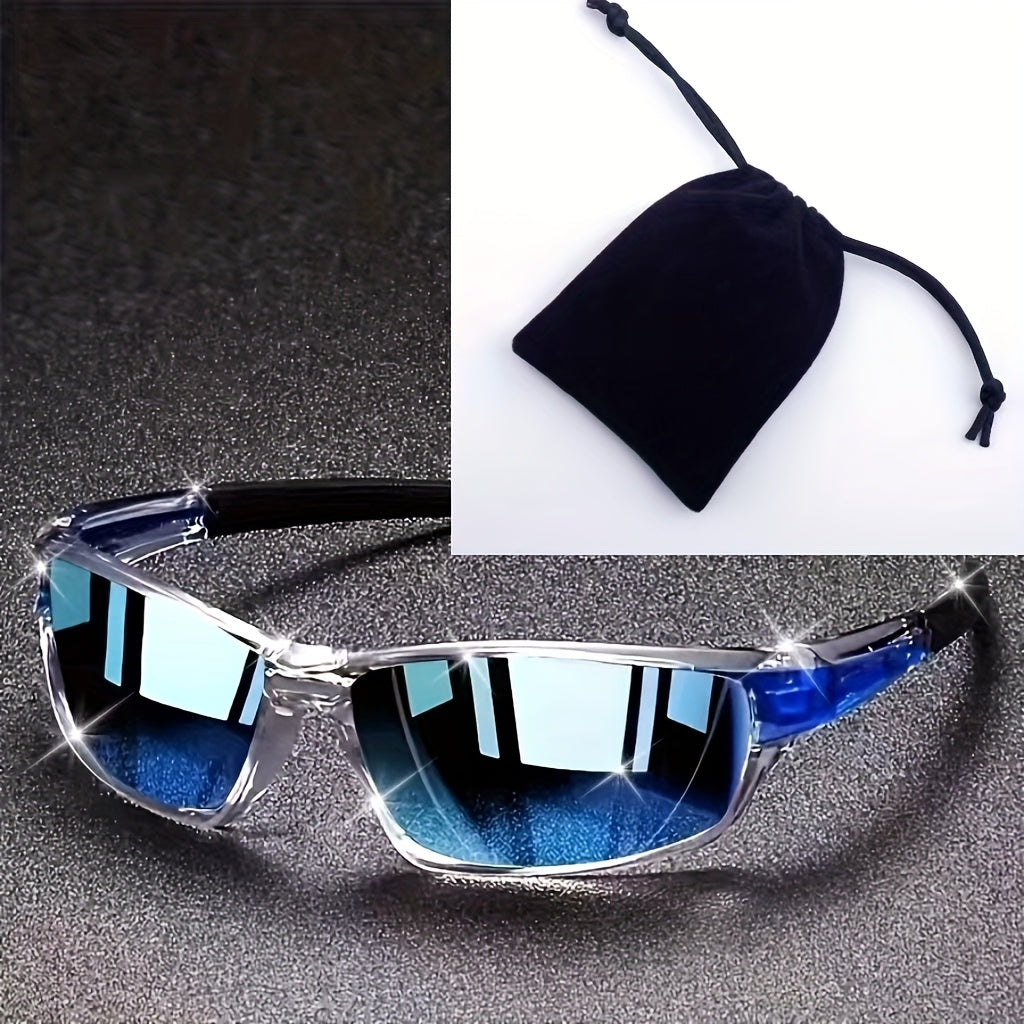 Futuristic Full-Frame Sunglasses with Broad Patterned Temples and Single or Bagged Options