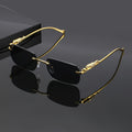 Leopard-Print Frameless Sunglasses with Square Gold Frame, Case and 3 Statement Lens Options