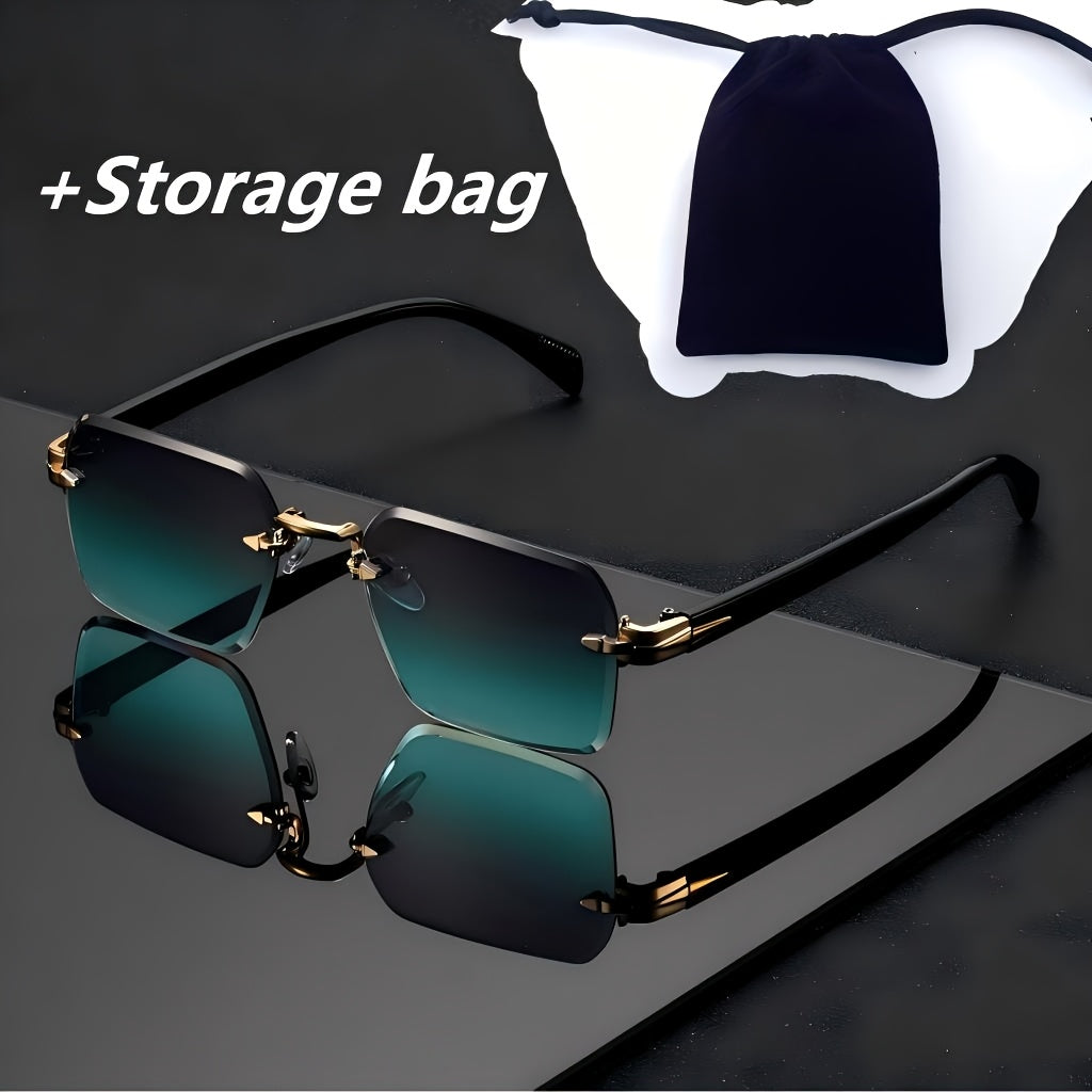 Metal Gradient Sunglasses with HD Cut-Edge Lenses, Light-Luxury Frame and Green or Grey Options