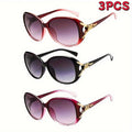Oversized Blackout Sunglasses 3-Pair Set with Anti-Glare UV Lenses for Fashion and Costumes