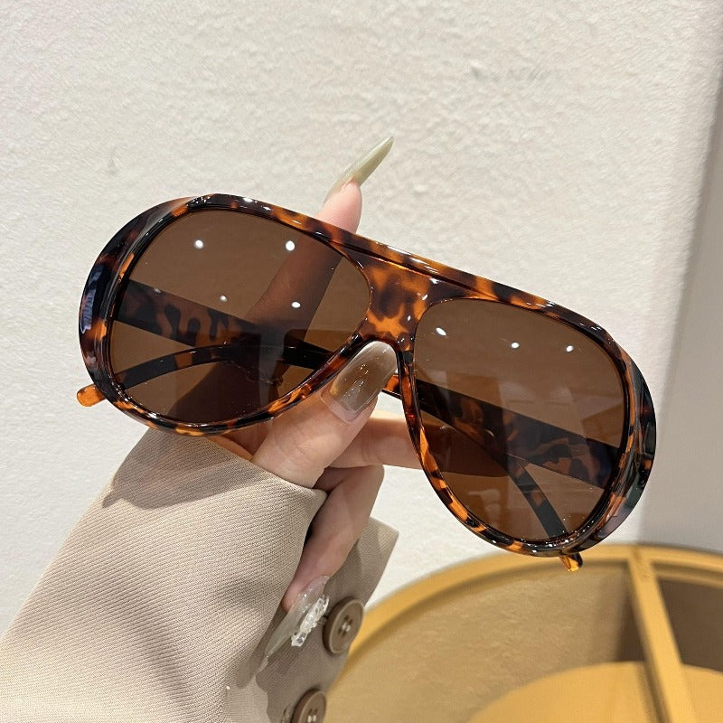 Oversized Sunglasses for Big Faces with UV400 Large Retro Frame and 3 Patterned Lens Styles