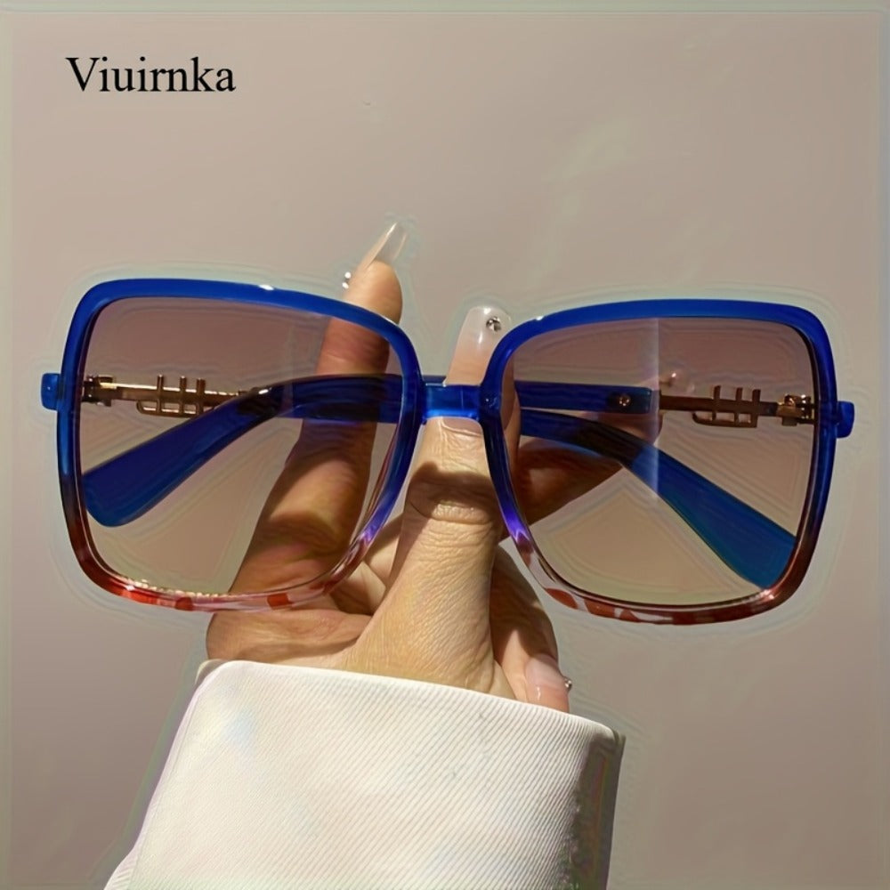 Sunglasses for Men - Oversized Vintage Unisex Two-Tone Frame Premium Fashion Eyewear Beach - product detail view 4