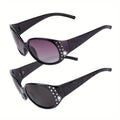 Sunglasses Oval Sunglasses 2-Pair Set with Rhinestone Frames and 4 Purple-Gray Combinations