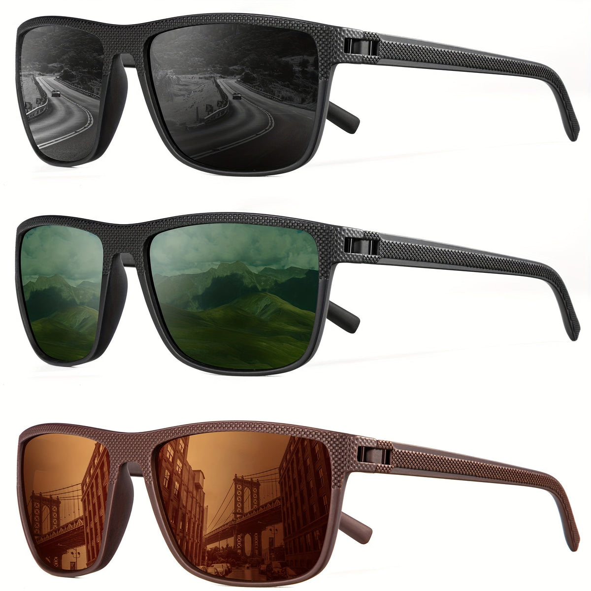 Sunglasses for Men - Polarized 3 Pack for Women Classic Square Sport Lightweight UV400 - product detail view 41