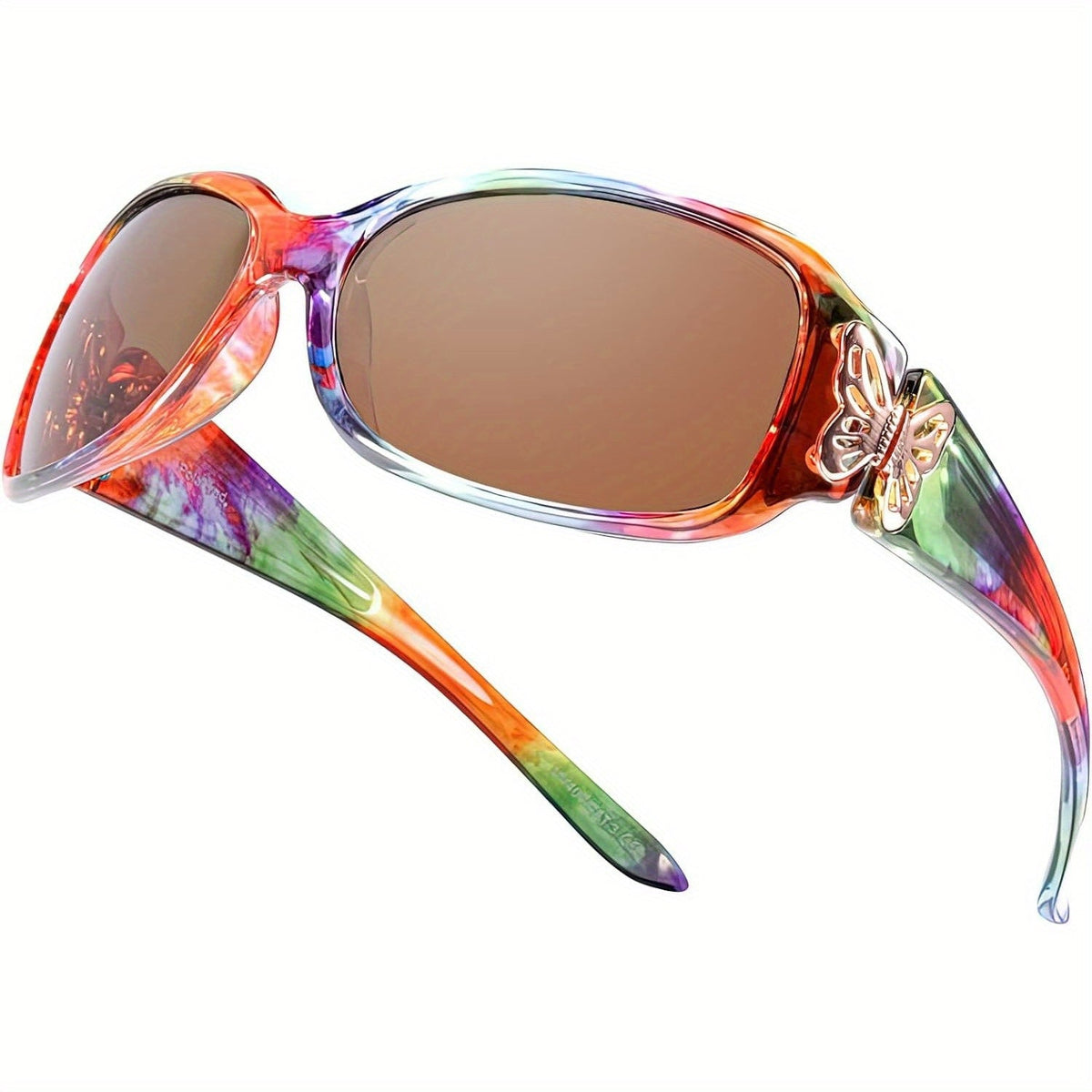 Sunglasses for Men - Polarized UV400 Butterfly Floral Wrap-Around Fashion Eyewear for & Women - product detail view 18
