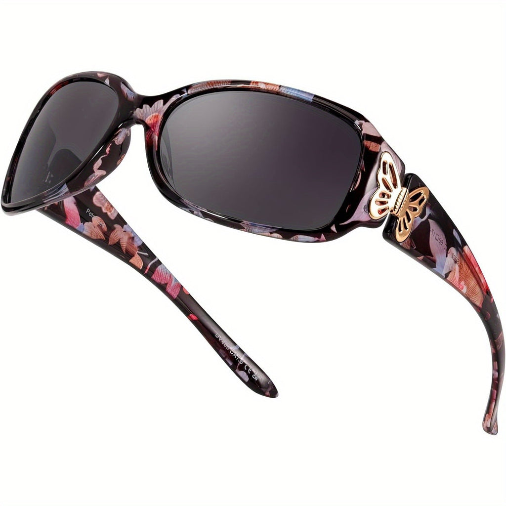 Sunglasses for Men - Polarized UV400 Butterfly Floral Wrap-Around Fashion Eyewear for & Women - product detail view 21