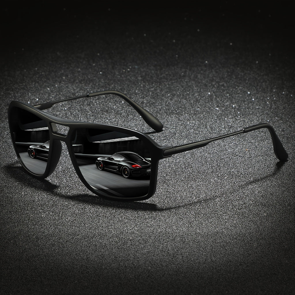 Sunglasses for Men - Polarized for & Women UV400 Square Frame, Flexible Spring Temples - product detail view 7