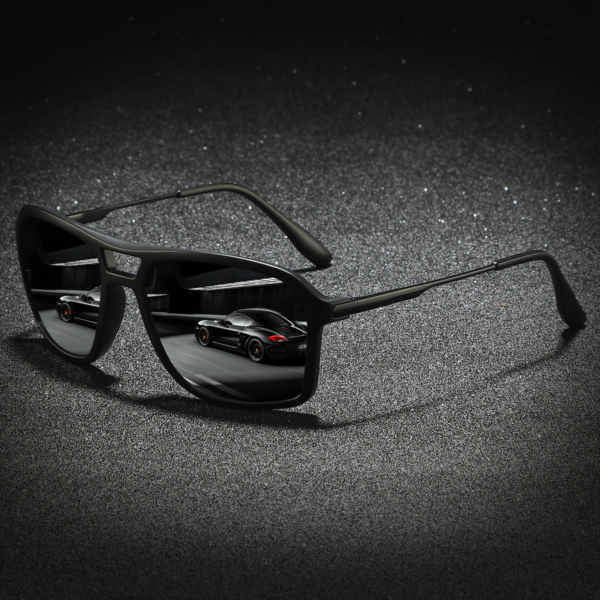 Sunglasses for Men - Polarized for & Women UV400 Square Frame, Flexible Spring Temples - product detail view 7