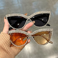 Fashion Glasses Two-Pair Rhinestone Cat-Eye Set in Champagne and Black with a Protective Case
