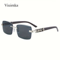 Viuirnka Rimless Rectangle Sunglasses with Seven Dark, Gradient and Two-Tone Lens Color Options