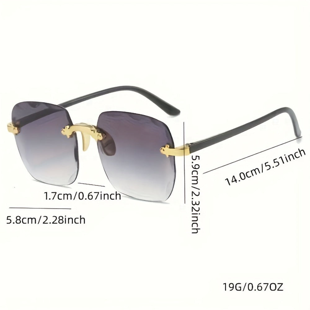 Sunglasses for Women - Rimless Square for 3 Pack - Trendy Frameless Tinted Glass Lenses - product detail view 5