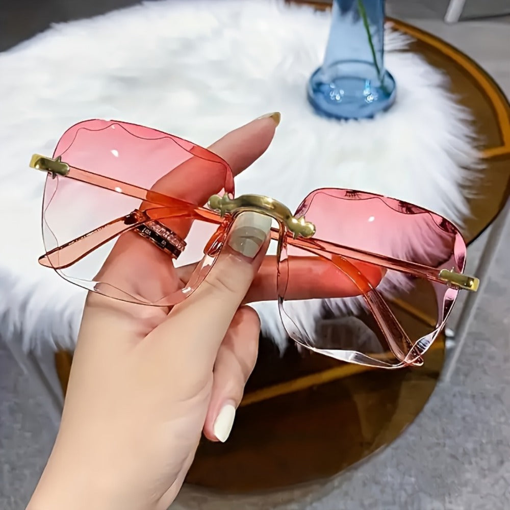 Sunglasses for Women - Rimless Square for 3 Pack - Trendy Frameless Tinted Glass Lenses - product detail view 12