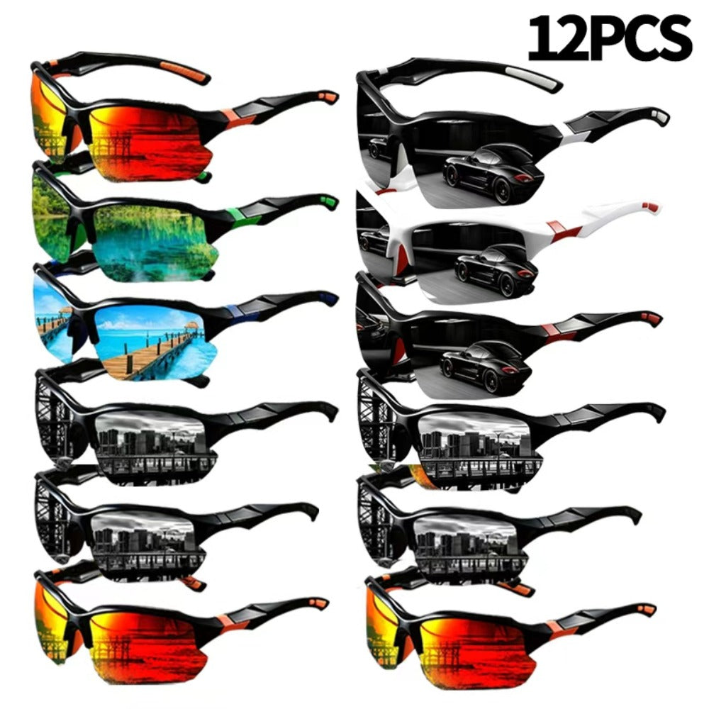 Sunglasses for Men - Sports Bulk Set 8 or 12 Pairs UV Protection True Color Coating Fashion - product detail view 3