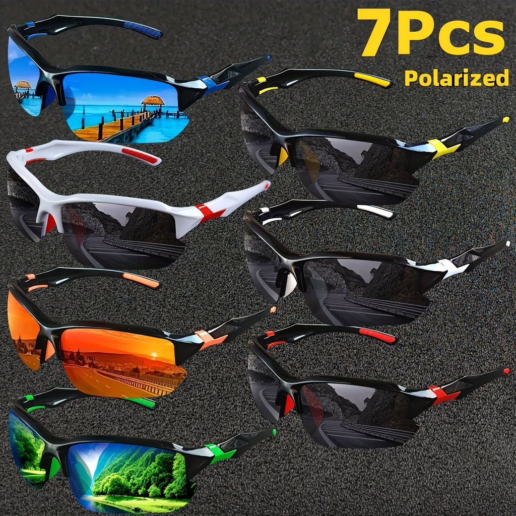 Sunglasses for Men - Square Frame Glasses 7 Pairs Set Trendy Fashion Eyewear Bulk Value Pack - product detail view 14