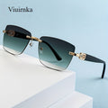 Sunglasses Frameless Square Sunglasses with Clear-Vision Lenses and 4 Summer Colors for Unisex Wear