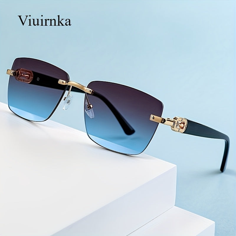 Sunglasses for Men - Square Frameless Unisex Trendy Fashion Eyewear Clear Vision UV Protection - product detail view 23