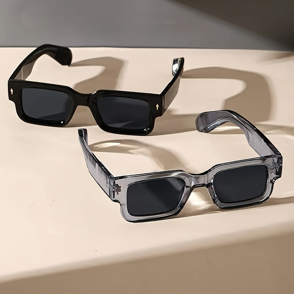 Fashion Glasses Viurnka Two-Pair Chunky Square Set in Black and Gray with Thick PC Frames and Dark Lenses