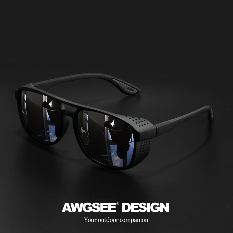 Steampunk Polarized Sunglasses for Men with Round HD UV400 Lenses, Side Cutout Frame and 6 Colors