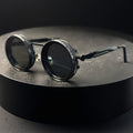 Sunglasses for Men – Steampunk Sunglasses Rotatable Flip-Up Lens UV400 Polarized – Vintage Round Goggles Men