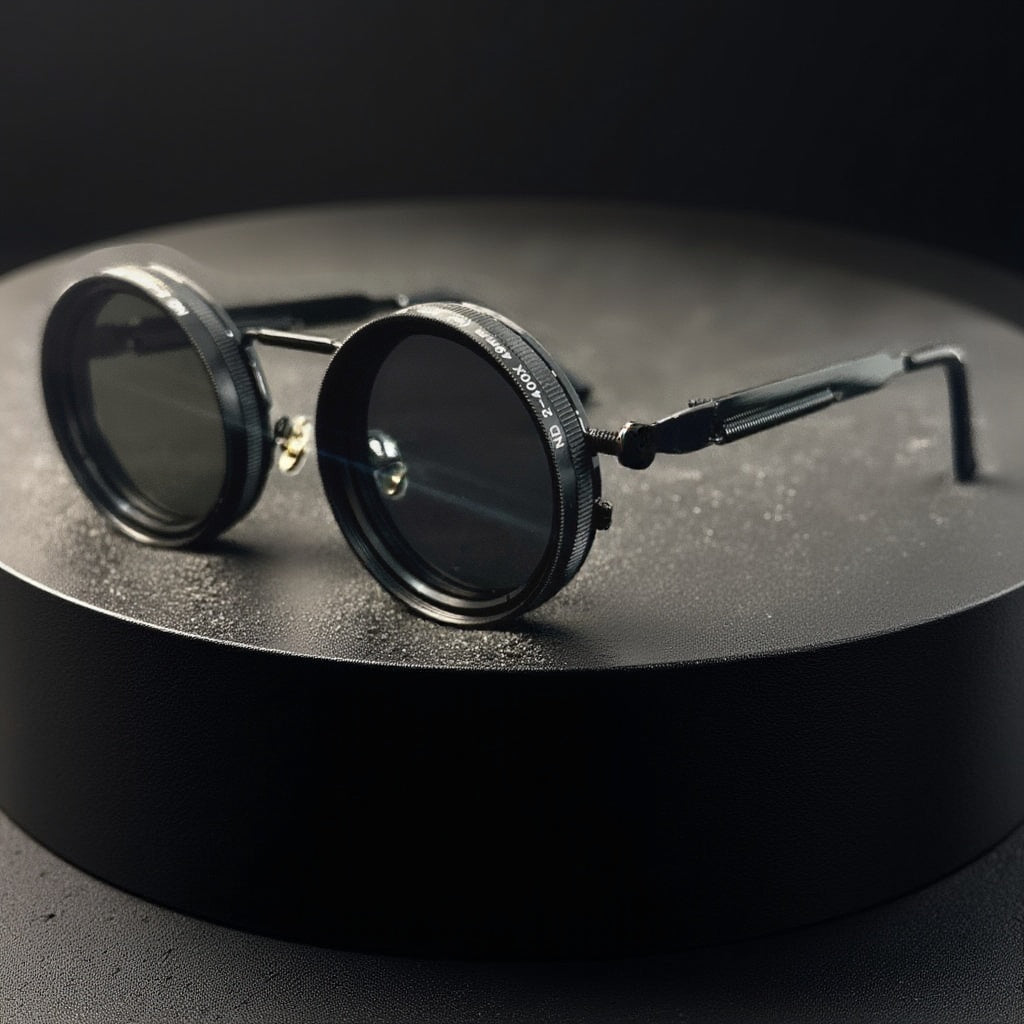Sunglasses for Men – Steampunk Sunglasses Rotatable Flip-Up Lens UV400 Polarized – Vintage Round Goggles Men