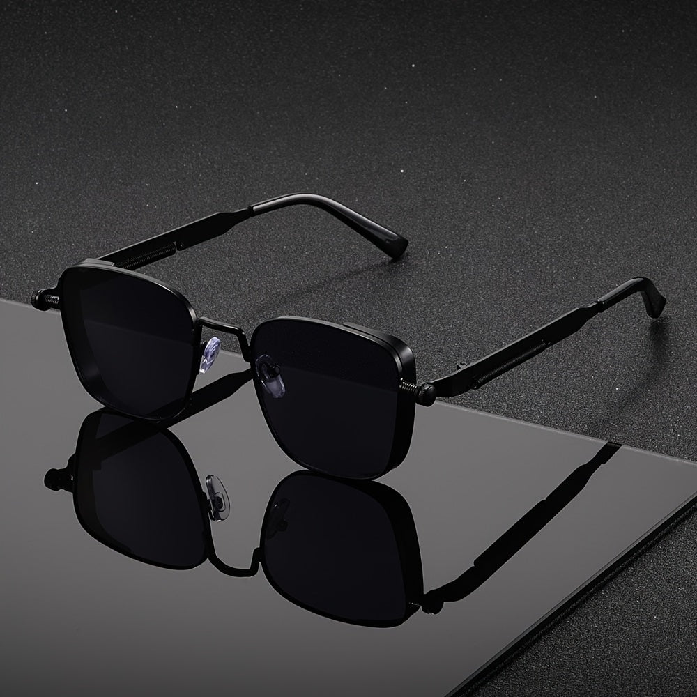 Steampunk Square Sunglasses with Metal Frame, UV400 Gradient Lenses and 4 Retro Color Options