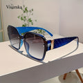 Sunglasses Studded Geometric Sunglasses with PC Lenses, Lightweight Frame and Blue or White Finish