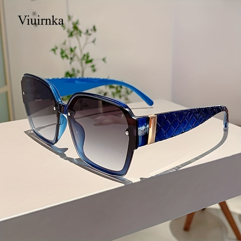 Sunglasses Studded Geometric Sunglasses with PC Lenses, Lightweight Frame and Blue or White Finish