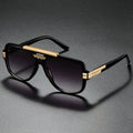 Fashion Glasses Oversized Double-Bridge Full-Rim Frame with Black Finish, Gold Accents and Gray Gradient Lenses