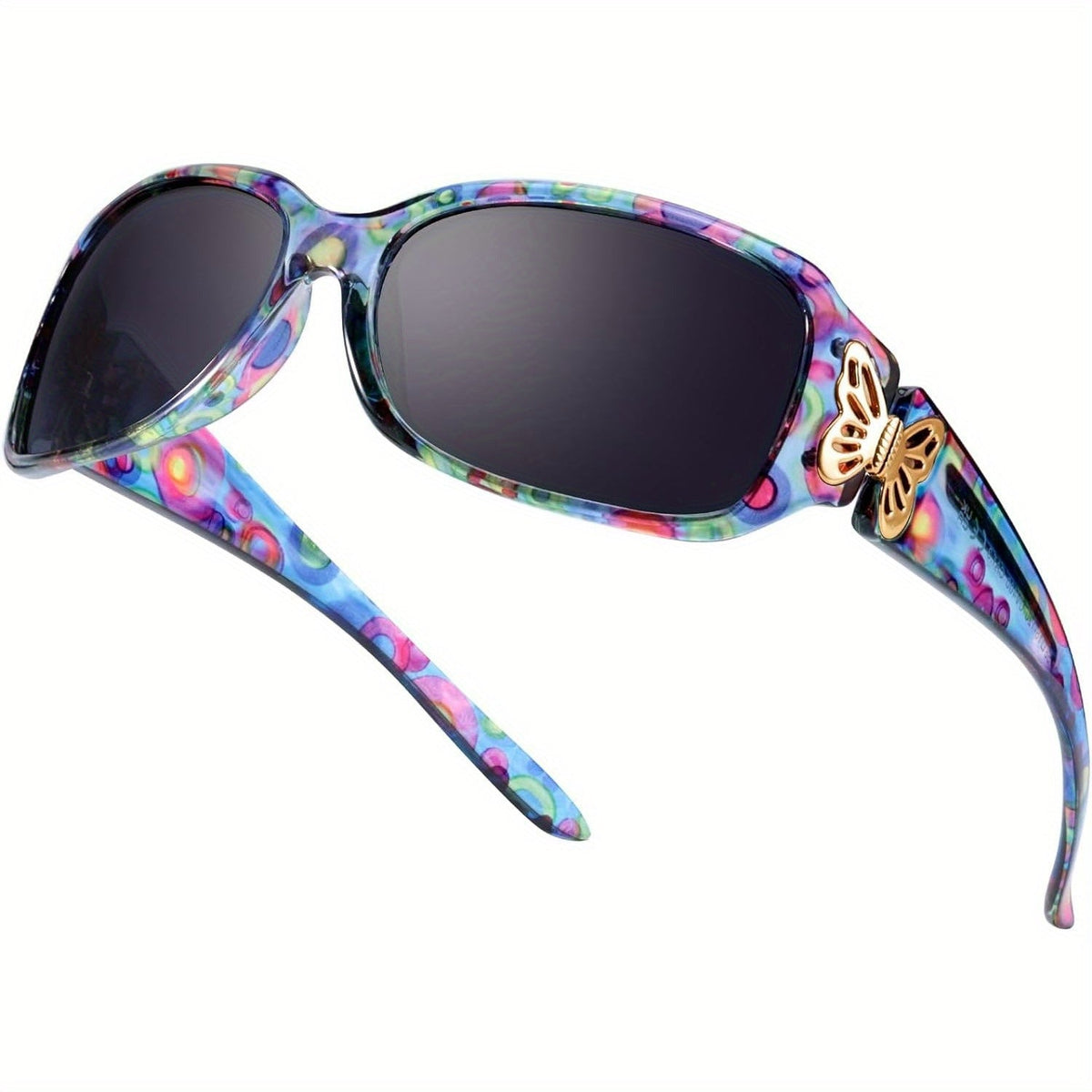 Sunglasses for Women - Wrap Around for , Polarized Butterfly Decor Fashion Glasses with UV - product detail view 27