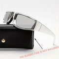 Sunglasses Y2K Futuristic Wrap Sunglasses with Polygonal Silver Mirror Lens and Cyber-Tech Styling for Festivals