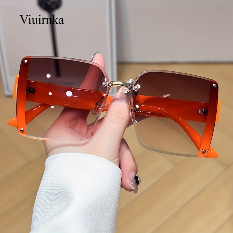 Y2K Square Sunglasses for Women with Frameless UV400 Gradient Lenses, Lightweight Fit and 2 Colors