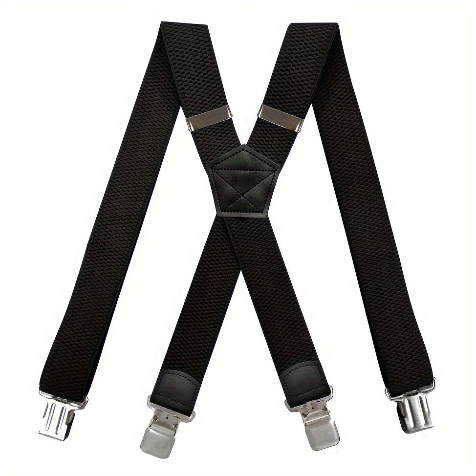 Suspenders & Braces – Heavy Duty Suspenders for Men 1.5 Inch Wide X-Back 4 Strong Metal Clamps Adjustable