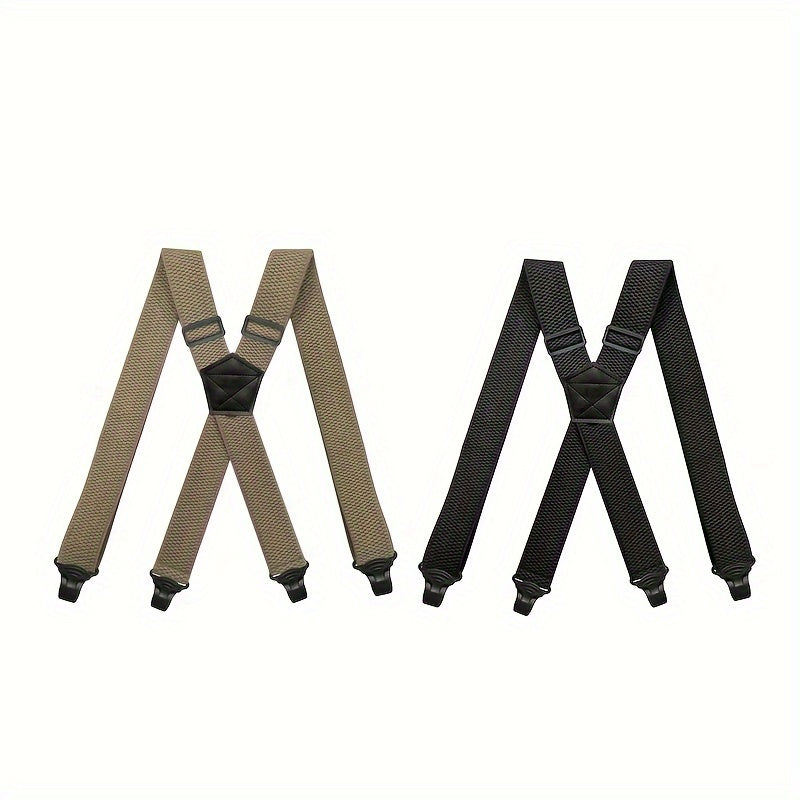 Four-Clip X-Back Suspenders with 120cm Length, 1.5-Inch Straps and Nine Color or Pair Options